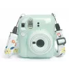 LOVEINSTANT apsauginis fotoaparato dėklas, skirtas Fujifilm Instax Mini 12, su lipdukais ir nuotraukų kišene – žalia su blizgučiais