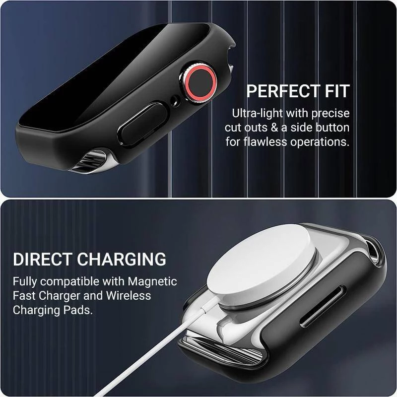 Crong hibridinis laikrodžio dėklas su grūdintu stiklu, skirtas Apple Watch 40mm – skaidrus
