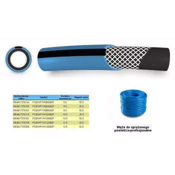 POLIX AIR COMPRESSION HOSE SKY 8mm x 50m 4 sluoksnių sustiprinta PVC oro žarna