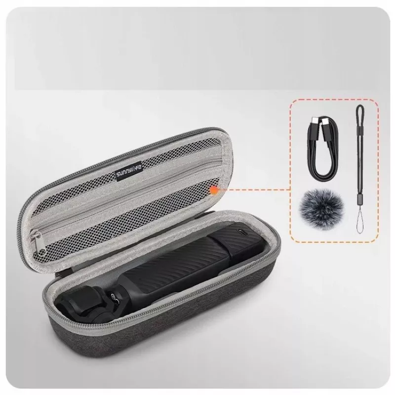 SUNNYLIFE Kietas dėklas su karabinu, skirtas DJI Osmo Pocket 4 / 3 - pilkas