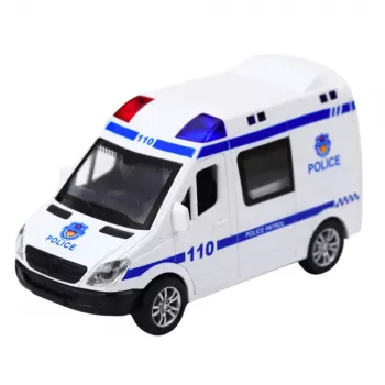 LEAN TOYS policijos automobilis ir greitosios pagalbos automobilis su inerciniu varikliu, šviesomis ir garsais, atidaromos durys, mišrus asortimentas