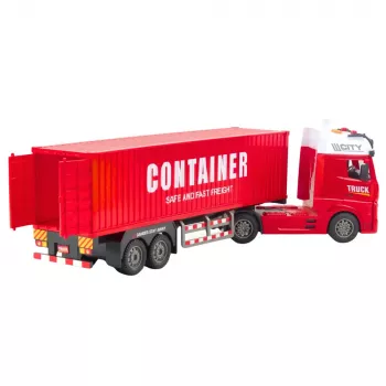 LEAN TOYS Transport Truck su konteineriu, šviesomis ir garsais, raudonas