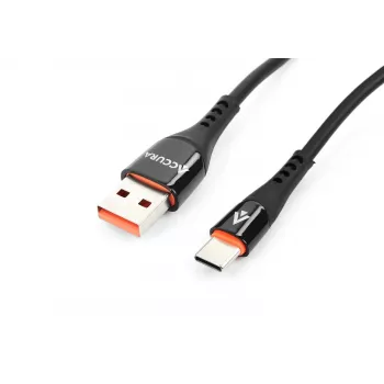 Accura USB-A į USB-C 2,0 m guminis laidas 5V/2A juodas