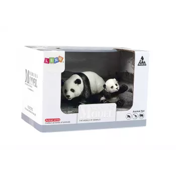 LEAN TOYS 3 pandų figūrėlių rinkinys su jaunikliu – Gyvūnų pasaulio serija