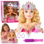 LEAN TOYS Beauty Fashion Stiliaus galva su aksesuarais, šviesiaplaukė, 25 cm, vaikams nuo 3 m.