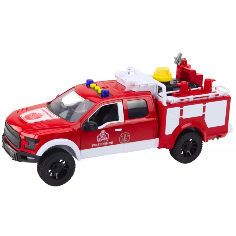 LEAN TOYS gaisrinis automobilis su vandens purškimu, šviesomis ir garsais, baltas/raudonas, 1:12