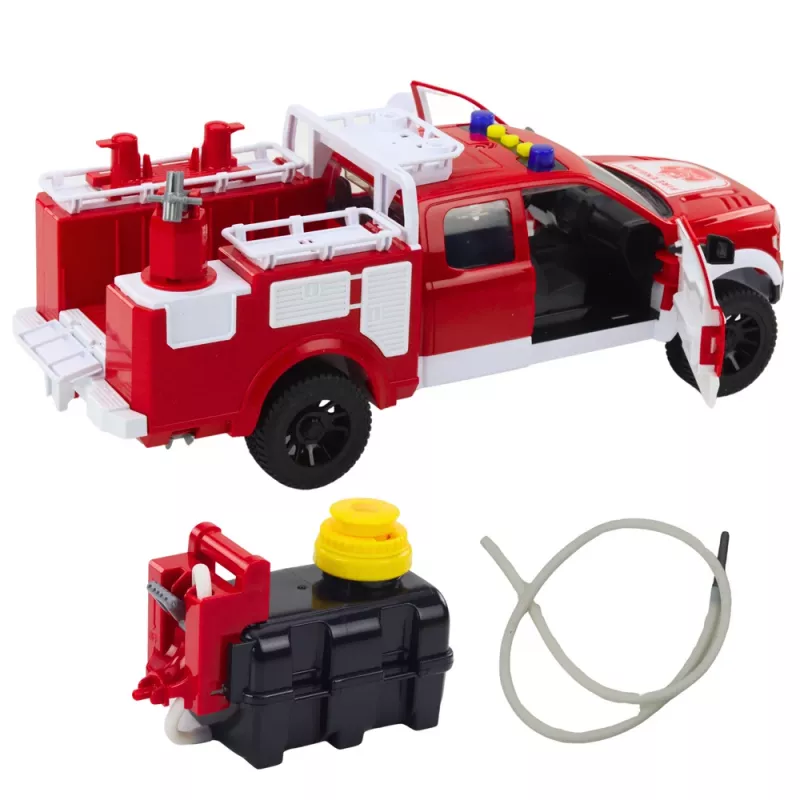 LEAN TOYS gaisrinis automobilis su vandens purškimu, šviesomis ir garsais, baltas/raudonas, 1:12