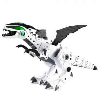 LEAN TOYS Dinozauras robotas su judančiais sparnais, šviesomis ir garsu, baltas