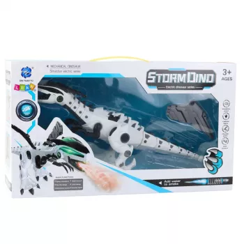 LEAN TOYS Dinozauras robotas su judančiais sparnais, šviesomis ir garsu, baltas