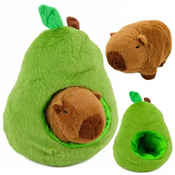 LEAN TOYS Green Avocado su Capybara 2 in 1 reversibilus pliušinis žaislas 35 cm