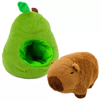 LEAN TOYS Green Avocado su Capybara 2 in 1 reversibilus pliušinis žaislas 35 cm