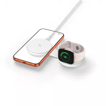TECH-PROTECT A55 2-in-1 magnetinis MagSafe belaidis įkroviklis 25W Qi2.2 baltas