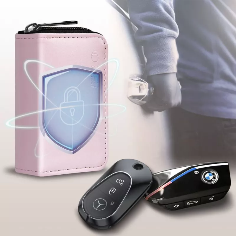 Tech-Protect KLR300 Faraday maišelis raktų signalų blokavimui, RFID apsauga, rožinis