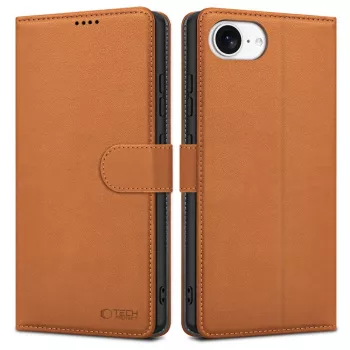 Tech-Protect Wallet Case, skirta Apple iPhone 16E, balno rudos spalvos