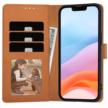 Tech-Protect Wallet Case, skirta Apple iPhone 16E, balno rudos spalvos