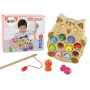 LEAN TOYS medinis žuvų gaudymo žaidimas su 2 meškerėmis, kačiukas