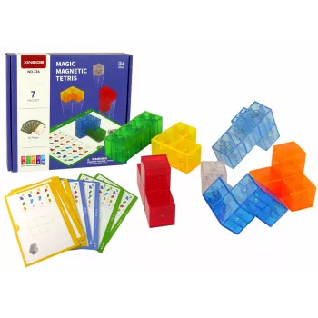LEAN TOYS Magic Magnetic Cube 7 Elements – 7 dalių magnetinis 3D galvosūkis, įvairiaspalvis, lavinantis žaislas nuo 6 metų