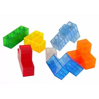 LEAN TOYS Magic Magnetic Cube 7 Elements – 7 dalių magnetinis 3D galvosūkis, įvairiaspalvis, lavinantis žaislas nuo 6 metų