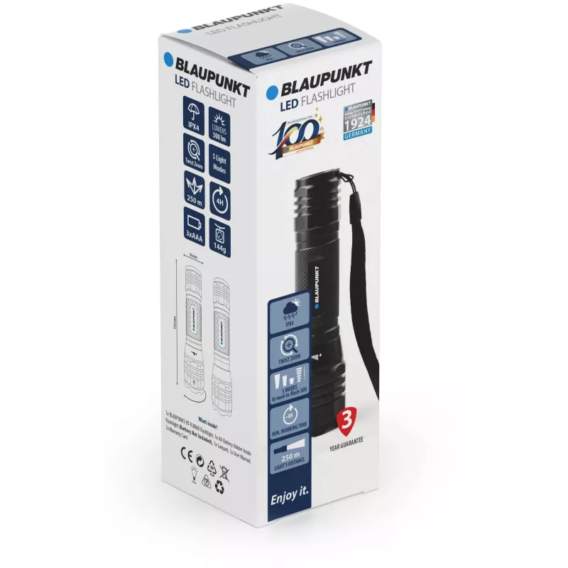 Blaupunkt BT-FL8060 LED žibintuvėlis su priartinimu, 300 lm (BLAUPUNKTBT-FL8060)