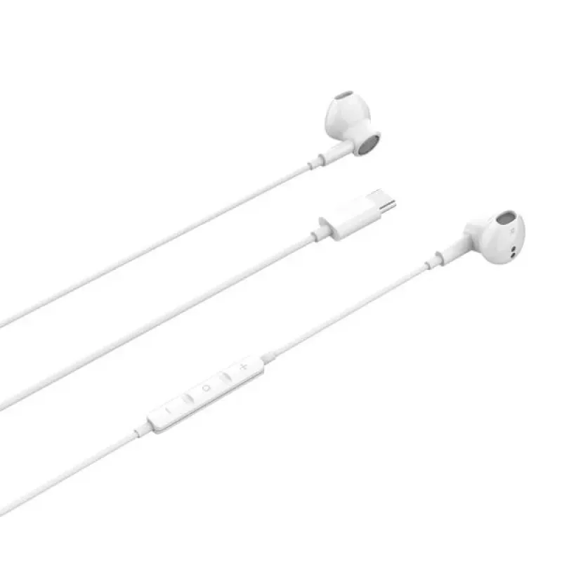 Beline USB-C ausinės su mikrofonu ir nuotolinio valdymo pulteliu, baltos