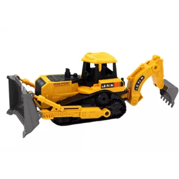 LEAN TOYS Crawler Excavator vikšrinis ekskavatorius su 2 kaušais, geltonas
