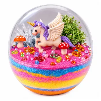 LEAN TOYS kristalų auginimo eksperimentų rinkinys „Vienaragio terariumas“ su LED apšvietimu