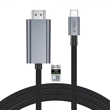 TECH-PROTECT ULTRABOOST USB-C į HDMI 2.1 laidas 8K 60Hz 200cm pilkas