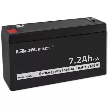 Qoltec AGM baterija 6V 7,2Ah VRLA neaptarnaujama sandarioji švino rūgšties baterija