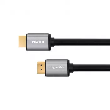 KRUGER & MATZ Basic HDMI-HDMI laidas 15m 4K 30Hz, auksu dengtos jungtys, juodas
