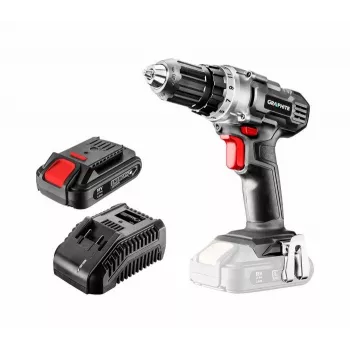 Graphite 58G000-SET1 18V belaidis gręžtuvas-suktuvas su 2x 2,0Ah baterijomis, 35 Nm, be rakto griebtuvu, LED šviesa, juoda/raudona