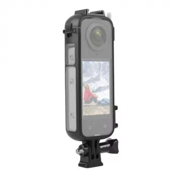 PULUZ PU979B apsauginis rėmas su dvigubu šalto bato laikikliu, skirtas Insta360 X4 – juodas