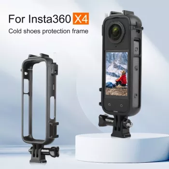 PULUZ PU979B apsauginis rėmas su dvigubu šalto bato laikikliu, skirtas Insta360 X4 – juodas