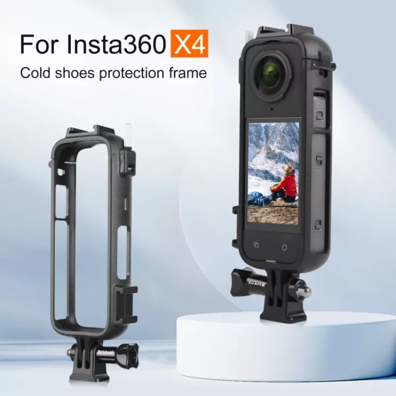 PULUZ PU979B apsauginis rėmas su dvigubu šalto bato laikikliu, skirtas Insta360 X4 – juodas