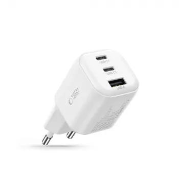 TECH-PROTECT NCA100W-GAN-AVS 3 prievadų GaN tinklo įkroviklis PD 3.2 100W / QC3.0 baltas