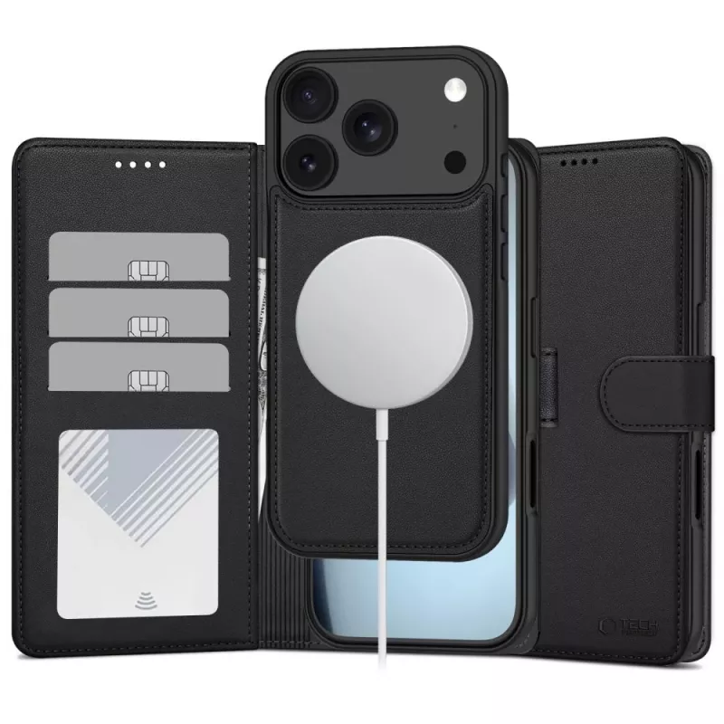 Tech-Protect MagSafe piniginė, skirta iPhone 17 Pro Max / 18 Pro Max, matinė juoda