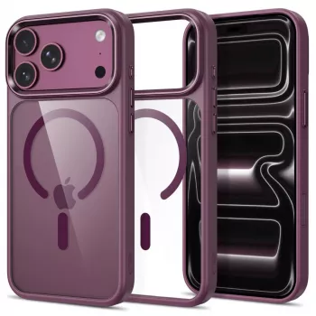 Tech-Protect Magmat MagSafe skaidrus dėklas, skirtas iPhone 17 Pro Max / 18 Pro Max - tamsiai vyšninis
