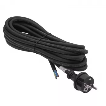 AKYGA AK-OT-04S 5 m guminis maitinimo laidas, H05RR-F 3x1,5 mm², CEE 7/7 į atvirą galą, 16 A, juodos spalvos
