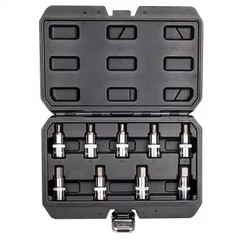 NEO TOOLS Hex Bit Socket Set 9 vnt., 1/2 colio pavara, 55 mm ilgio, dydžiai H5-H19, chromvanadis
