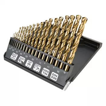 NEO TOOLS 19 dalių HSS-TiN metalo grąžtų rinkinys 1,0–10,0 mm