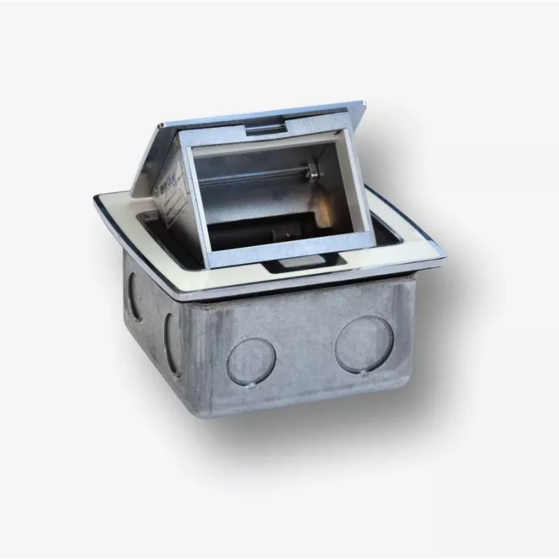 BACHMANN Mini Countertop Box 3M – stalinis modulinis dėklas standartiniams lizdams 22,5x45 mm (45x45 mm), pakreipiamas dangtis, baltas