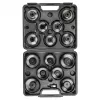 NEO TOOLS Alyvos filtro movų veržliarakčių rinkinys 16 dalių (65-100 mm, 3/8 colio pavara, puodelio tipo, daugiafunkcis, plieninis, dėkle)