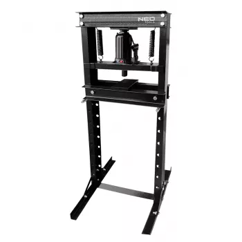 NEO TOOLS 20 Tonų hidraulinis presas dirbtuvėms, H formos rėmas, rankinis, reguliuojamas stalas, raudonas/juodas