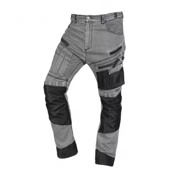NEO TOOLS Denim darbo kelnės su Oksfordo sutvirtinimais, pilkos, S dydžio