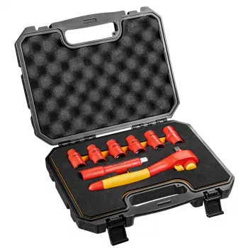 NEO TOOLS 01-307 Izoliuotų lizdų rinkinys 1000V, 8 vnt., 1/2 colio pavara, metrinis, VDE sertifikuotas