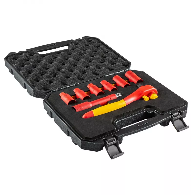 NEO TOOLS 01-307 Izoliuotų lizdų rinkinys 1000V, 8 vnt., 1/2 colio pavara, metrinis, VDE sertifikuotas