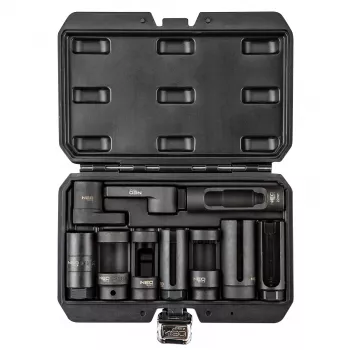 NEO TOOLS Lambda zondo ir purkštukų lizdų rinkinys, 10 vnt., 3/8 colio ir 1/2 colio pavara, CrV plienas