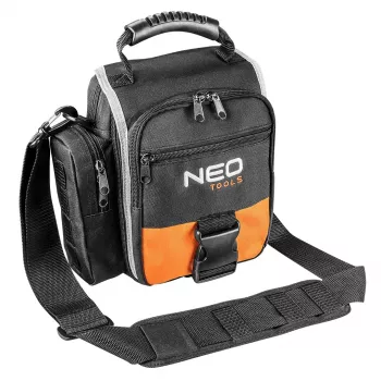 NEO TOOLS 84-315 Įrankių krepšys su rankena, 15 kg apkrova, 10 išorinių kišenių, vandeniui atsparus dugnas, juoda/oranžinė