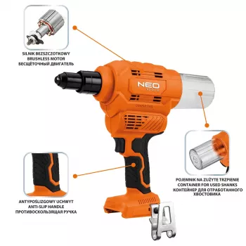 NEO TOOLS 18V E+ belaidis kniediklis (be akumuliatoriaus)