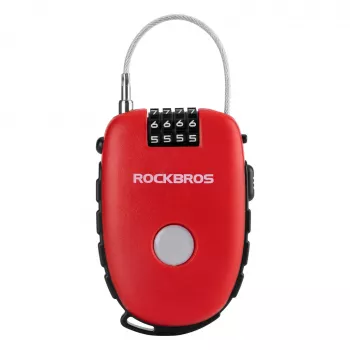 Rockbros įtraukiamas trosinis spynos 32420981001 raudonas - 3 skaitmenų kombinacija, 90 cm pintas plienas