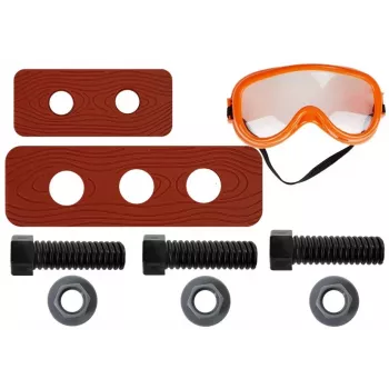 LEAN TOYS Handyman Set diržas, gręžtuvas, atsuktuvas, replės, plaktukas – 12 dalių žaislinis įrankių rinkinys vaikams